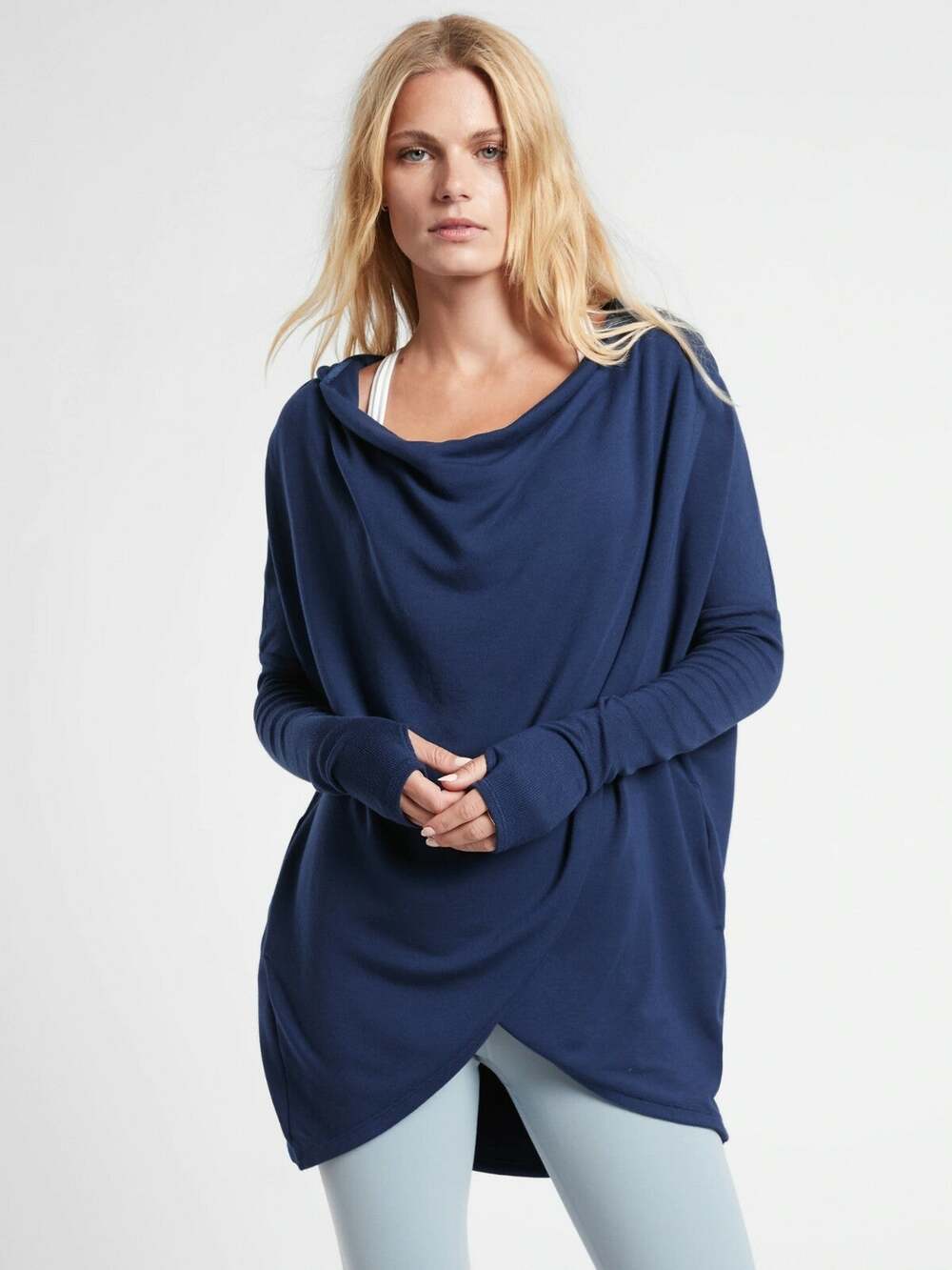 NWT Athleta Purana Wrap Sweatshirt, Enchanted Blue SIZE S #486073 W0106